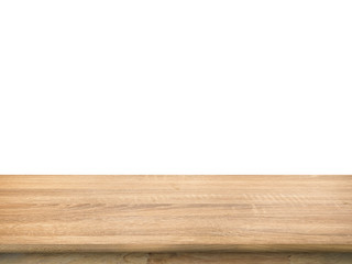 wooden counter on white background