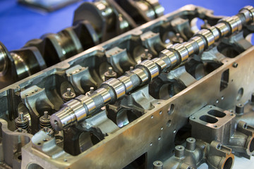 internal combustion engine inside a close-up shot