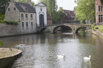 Lake Minnewater and Church in Bruges