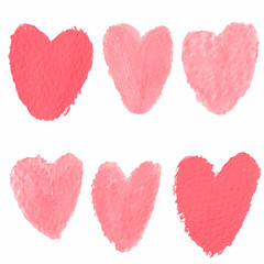Red Heart.Water Color brushes.Water color vector. Water color heart shape brushes. Water color heart symbol