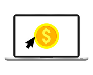 Internet banking icon. Online purchase with laptop.Vector illustration.