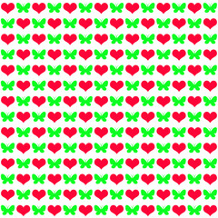 red heart with green batterflies