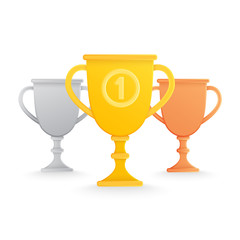 Trophy cups isolated on white.