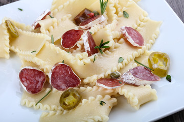 Pasta with salami
