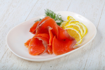 Sliced salmon