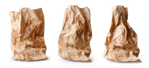 Crumpled paper bag with grease spots