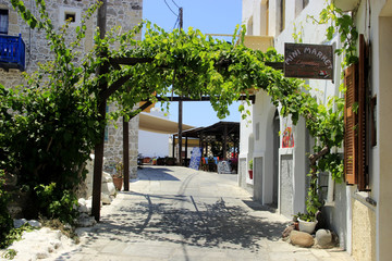 Fototapeta na wymiar Street in Mandraki village on Nisyros Island
