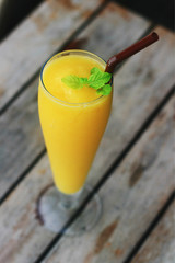 pineapple juice on the wood table