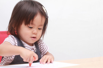 Naklejka premium お絵かきする幼児(1歳児)
