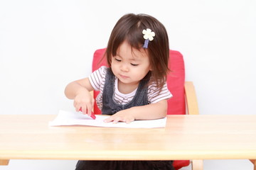 Naklejka premium お絵かきする幼児(1歳児)