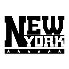 T shirt typography graphics New York. Athletic style NYC. Fashion stylish print for sports wear. Black and white emblem. Template for apparel, card, label, poster. Symbol big city. Vector illustration