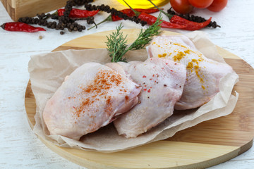 Raw chicken thights