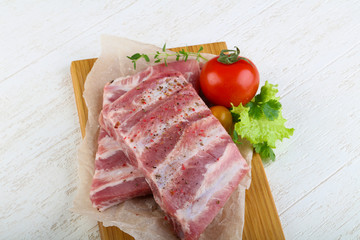 Raw pork ribs