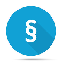 White Paragraph icon on blue button isolated on white