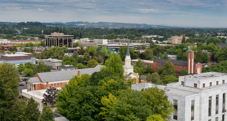 Fototapeta na wymiar Downtown Salem as viewed from the top of the Oregon State Capitol building