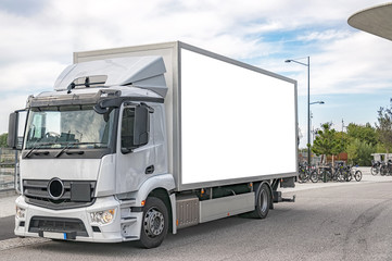 White Truck with Blank Billboard