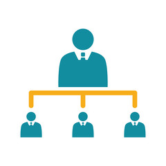 businessman management teamwork icon flat color on white backgro