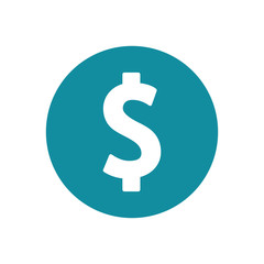 dollar sticker badge icon flat color on white background