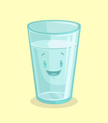 Full glass of water. Vector flat cartoon illustration
