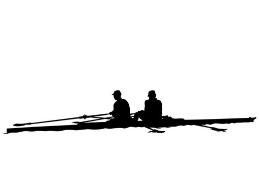 Athletes whit kayak on white background
