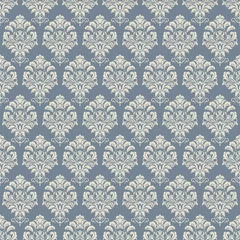 Kissenbezug Seamless background of light beige and blue color in the style of Damascus © natalitovchenko