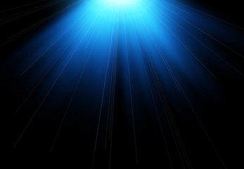 Obraz premium Sun flash with rays and spotlight. Light effect, sun rays, beams on black background.