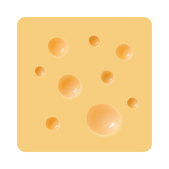 piece of cheese with holes on a white background