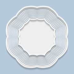 3D Vector bas-relief frame, vignette with ornaments, lace frame,   festive pattern, white pattern, template greetings
