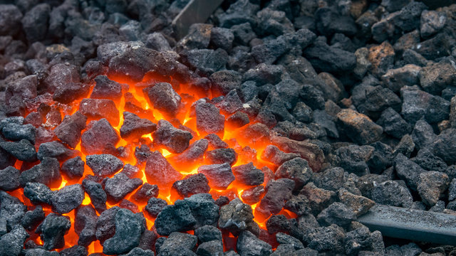 very hot forge used by blacksmiths to craft metal