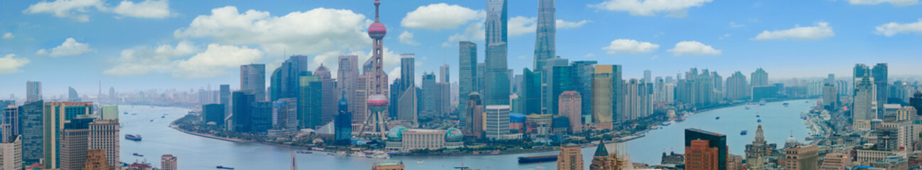 Fototapeta na wymiar Aerial photography at Shanghai bund Skyline of panorama