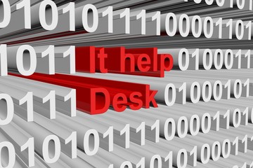it help desk in the form of binary code, 3D illustration
