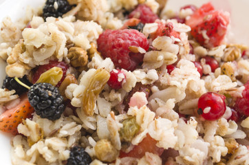 Healthy breakfast. Oatmeal with berries