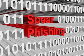 spear phishing in the form of binary code, 3D illustration