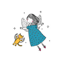 Cartoon angel and cat
