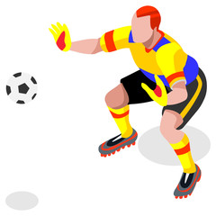 Russia 2018 Soccer Goalkeeper Player Athlete Sports Icon Set.3D Isometric Soccer Match and Players.Sporting International Competition Championship.Olympics Sport Soccer Infographic Football Vector