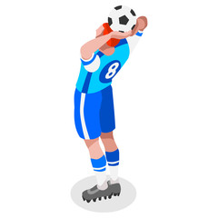 Russia 2018 Soccer Throw Player Athlete Sports Icon.3D Isometric Soccer Match and Players.Sporting International Competition Championship.Olympics Sport Soccer Infographic Football Vector Illustration