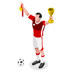 Naklejka na ściany i meble Russia 2018 Soccer Winner Player Athlete Sports Icon Set. 3D Isometric Soccer Winer Team Players. Sporting Competition Championship. Olympics Sport Soccer Infographic Football Vector Illustration