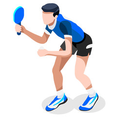 Table Tennis Summer Games Icon Set.3D Isometric Ping Pong Athlete.Sporting Championship International Competition.Olympics Sport Infographic Table Tennis Vector Illustration