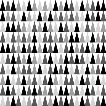 Shades of grey, black and white triangles background pointing upward. Seamless pattern