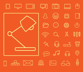 Outline web equipment icons set