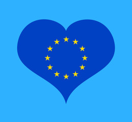 Heart, and pride for European Union. Positive Support of EU, organisation that tries to set europeanism, international culture, integration, peace, prosperity, common currency