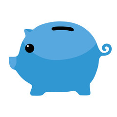 Blue Piggybank Clipart Vector