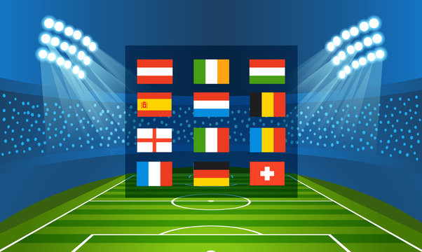 Different country flags collection. Football infographic template