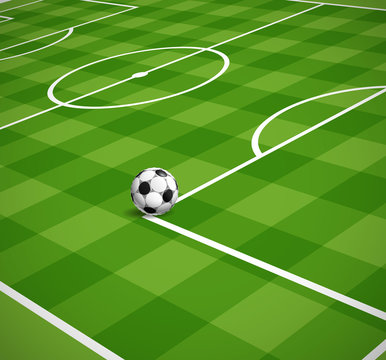 Soccer field with the ball vector illustration