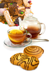 image of cup of tea and cookies closeup