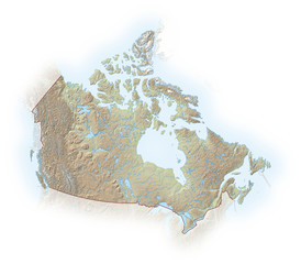 Relief map of Canada