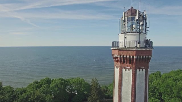Aerial of a lantern, next to the baltic sea. 4k footage.
