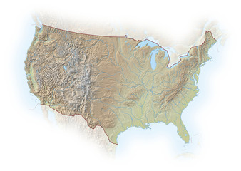 Relief map of United States