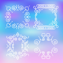 Abstract vintage frames set. Premium quality vector frames isolated on trendy gradient background. Thin line design elements. Vector illustration