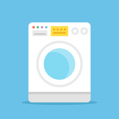 Vector washing machine. White washer. Modern flat design vector illustration